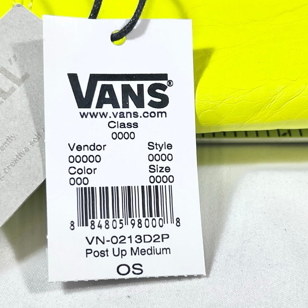 Vans Shoulder Tote Bag Purse Yellow Neon Post Up Zippers Snap Button New - Picture 11 of 12